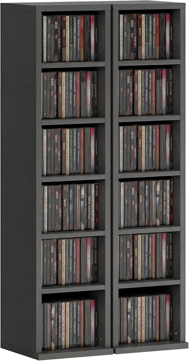 Detalle de HOMCOM Lot 2 étagères CD Noir 12 compartiments