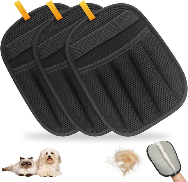 Detalle de WitLion Upgraded 3PCS Double-Sided Pet Hair Removal Gloves (Reusable, Electrostatic) – Black