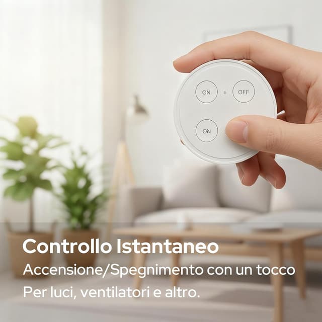 Detalle de LoraTap presa telecomandata con telecomando 2 in 1, controllo remoto senza fili 868 MHz (On/Off), bianco