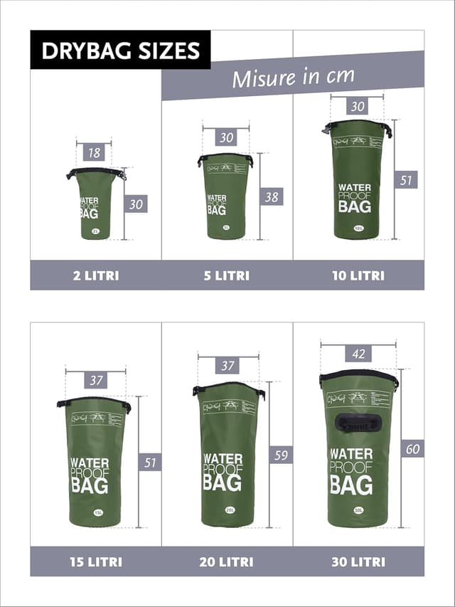 Detalle de DonDon Dry Bag borsa impermeabile 2–30 L con tracolla
