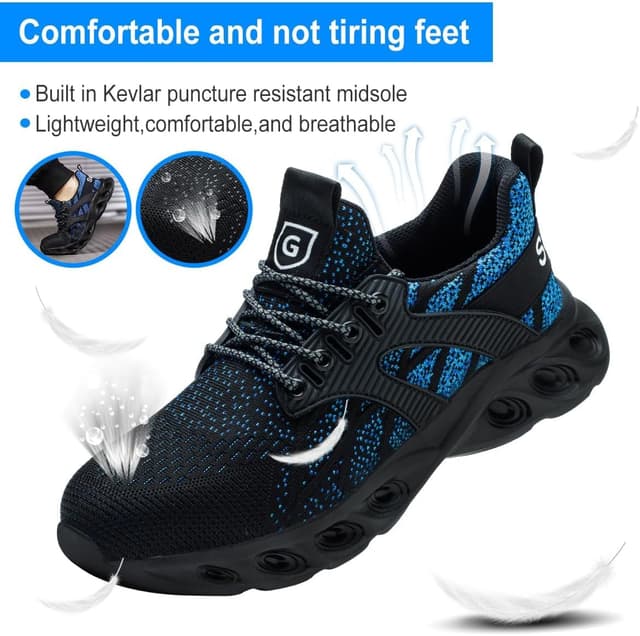 Detalle de YEKOYIOO Sicherheitsschuhe mit Stahlkappe (Anti-Smashing), leicht & atmungsaktiv – EU-Größen 38–46