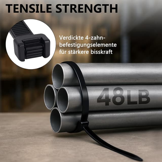 Thumbnail 2 de SUPERFA Kabelbinder-Set 500 Stück, schwarz – selbstsichernd 300 mm x 4,8 mm für Kabelmanagement