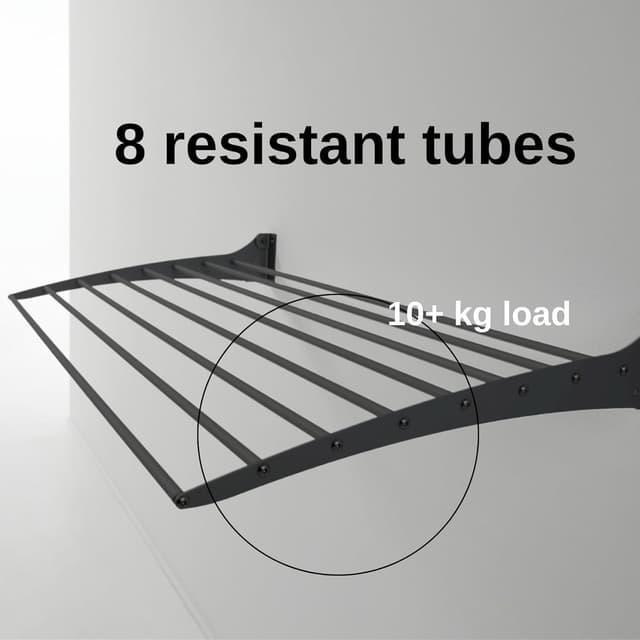 Detalle de Foxydry Fold Wand-Wäscheständer vertikal, klappbar (Aluminium/Edelstahl) – 62×50×50 cm, schwarz