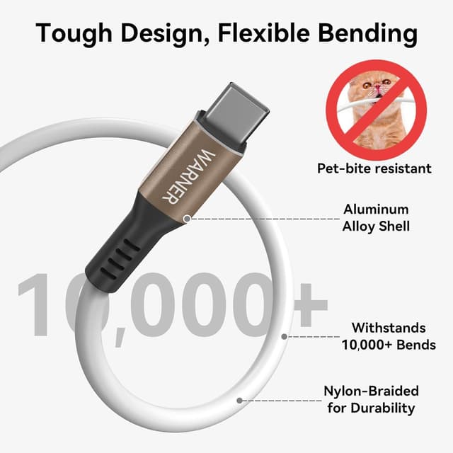 Detalle de Ruilezyo USB-C auf USB-C Kabel (2er-Set, je 1,5 m, bis 100 W)
