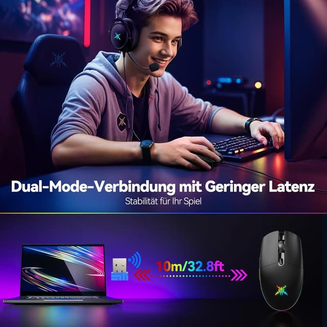 Detalle de TECKNET Kabellose Gaming-Maus 72 g