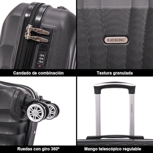 Detalle de RAYKONG maleta de cabina ABS 20" 55x40x20 cm (40 L) con 4 ruedas dobles y cerradura de combinación