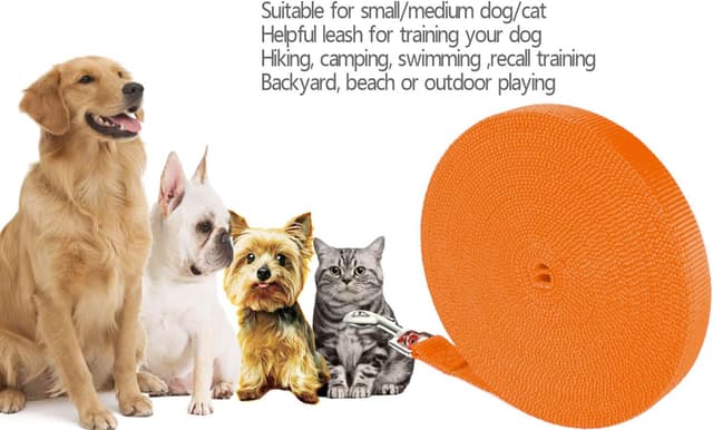 Detalle de NavoX laisse de dressage pour chien longue en nylon solide, 5 m (orange)