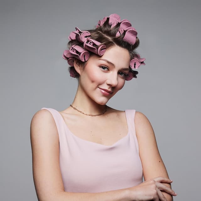 Detalle de Remington Bigodini Riscaldabili PROLux H9100 con tecnologia OPTIheat e 20 bigodini in velluto (25 mm e 32 mm) rosa/nero