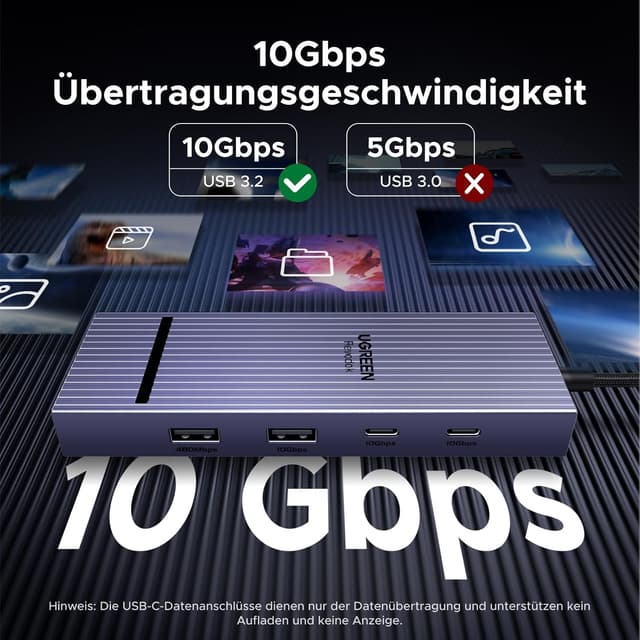 Detalle 2 de UGREEN Revodok Pro 1071 USB-C Hub mit 10 Gbps