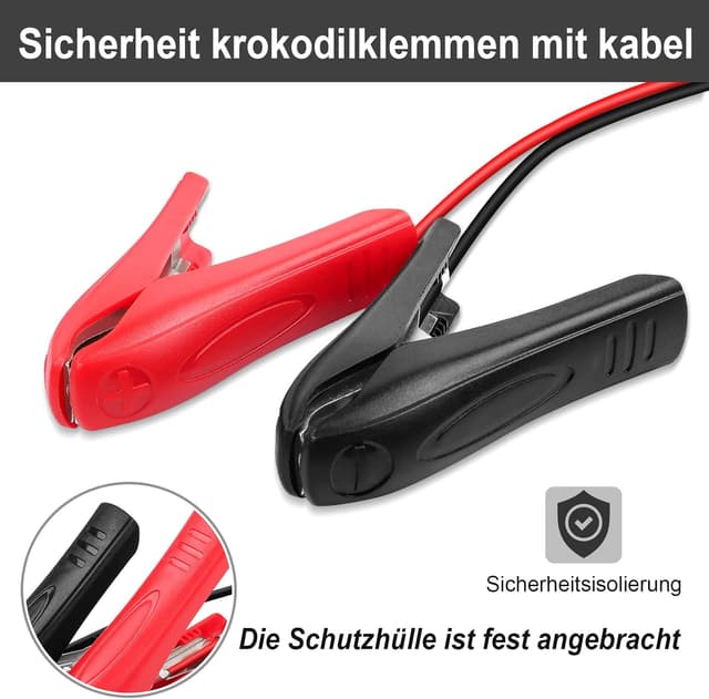 Detalle de JatilEr Krokodilklemmen mit 1,8 m Kabel – 12V, Kupferkern, 18 AWG
