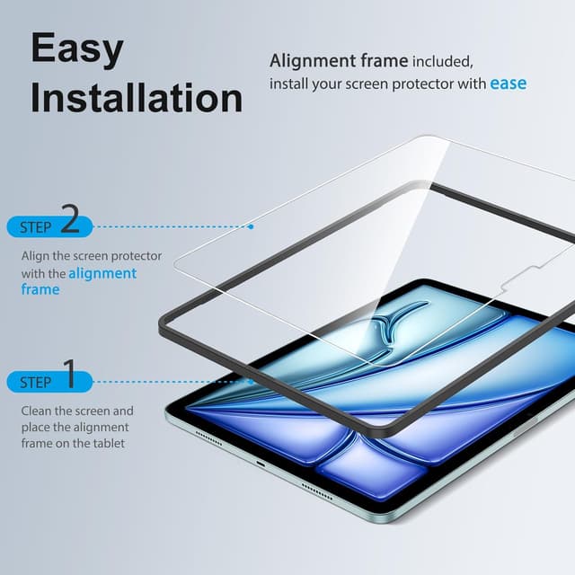 Detalle de SPARIN Schutzfolie (2 Stück) für iPad Air 11 Zoll M4/M3/M2 (2026/2025/2024) – kratzfest, 9H, Anti-Bläschen