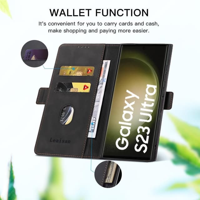 Detalle de Leaisan Galaxy S23 Ultra Handyhülle aus Leder
