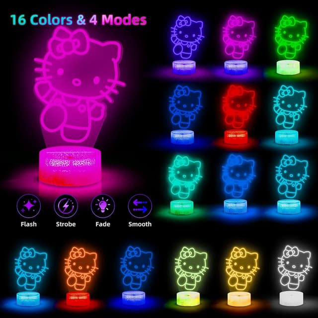 Detalle 2 de LOUHH Lampe Kitty 3D 16 couleurs
