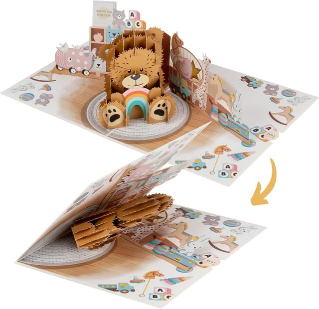 Detalle 2 de Cardology biglietto pop-up con orsetto appena nato: regalo 3D per baby shower