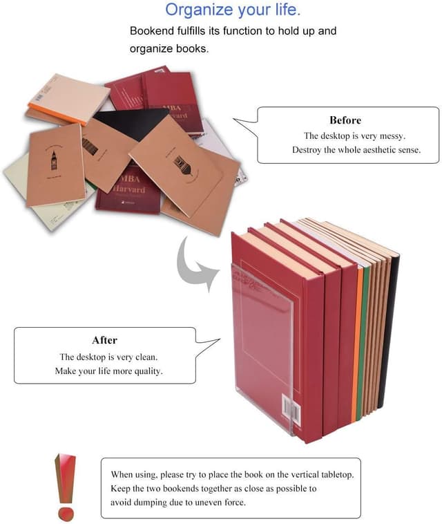 Thumbnail 5 de MerryNine Plastic Acrylic Bookends 3 Pair organiser
