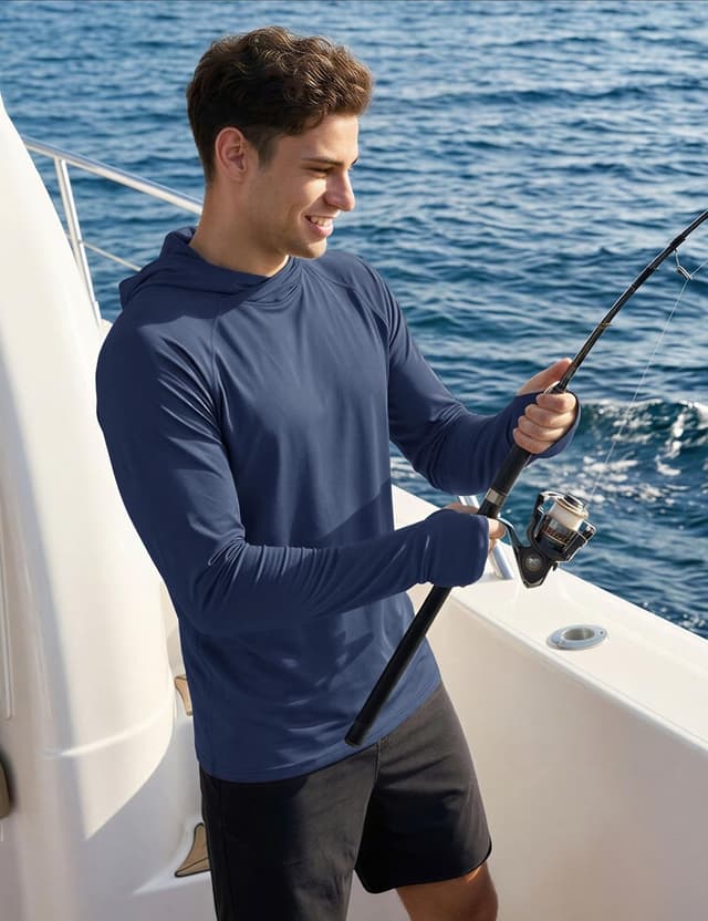 Detalle 2 de MAGCOMSEN men’s sun hoodie with UPF 50+ UV protection, quick-dry long sleeves and thumb holes