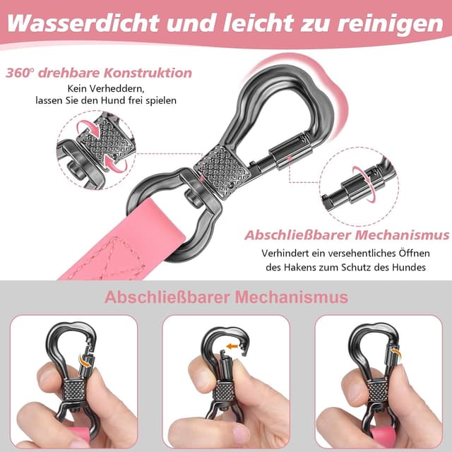 Detalle de X XBEN Wasserdichte Schleppleine für Hunde mit abschließbarer Karabiner-Klemme – 10 m gummiert