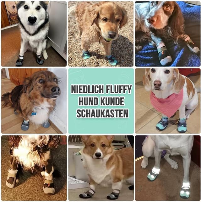 Detalle de SlowTon Hundeschuhe Pfotenschutz – 4er-Set atmungsaktive Outdoor-Schuhe mit rutschfester Sohle