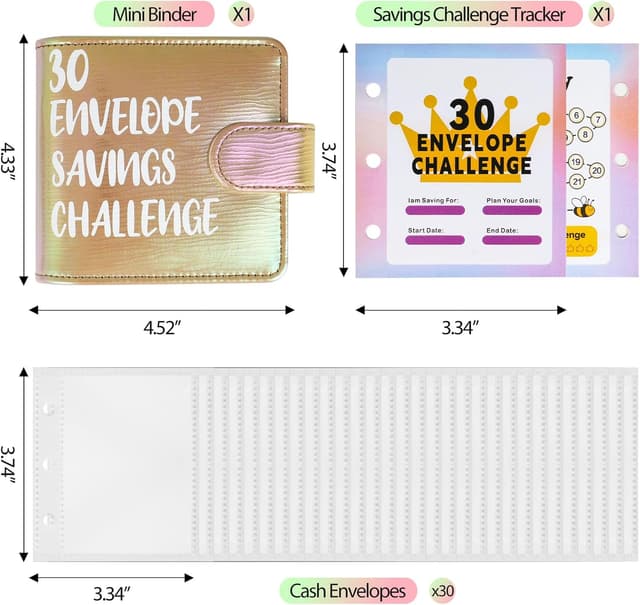 Thumbnail 4 de Mini Money Challenge Binder 30-envelope budgeting kit 💼