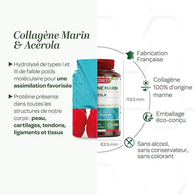 Detalle de Superdiet Collagène marin & acérola 180 comprimés
