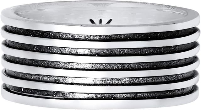 Detalle de Kuzzoi Herrenring oxidiert aus massivem 925 Sterling Silber (10 mm) – Bandring mit Rillenstruktur, Ringgröße 60–66