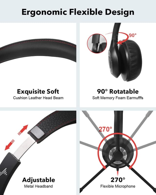 Detalle 2 de JIAMQISHI USB Headset with Microphone 40mm