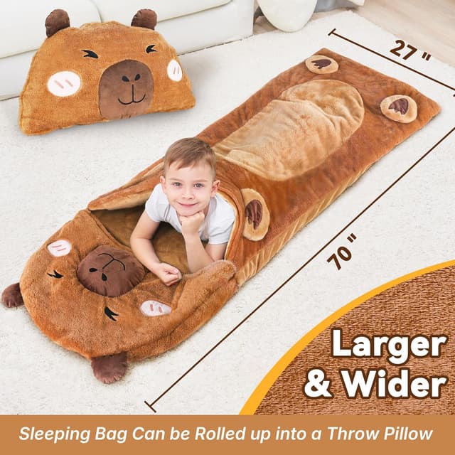 Thumbnail 6 de iPlay, iLearn Kid Sleeping Bag (Plush Capybara Slumber Bag) 2-in-1 Nap Mat & Pillow