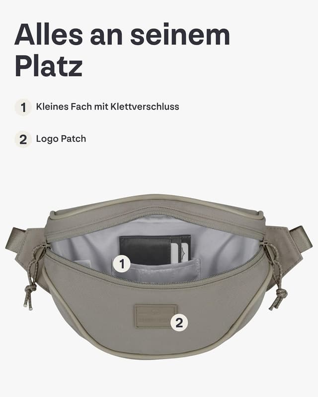 Detalle de JOHNNY URBAN Ben Bauchtasche für Damen & Herren – wasserabweisende Hip Bag für Alltag, Festival & Sport