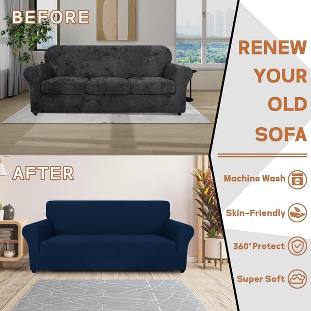 Thumbnail 5 de Ystyle Housse Canapé 4 Places extensible bleu