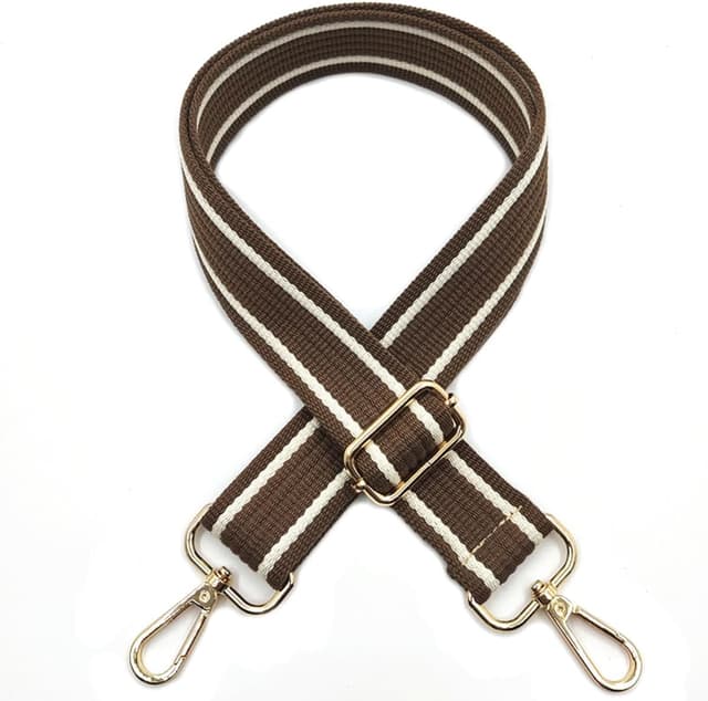 Detalle de Yudawang verstellbarer Taschengurt zum Wechseln (3,8 cm) mit Karabiner, Weiß-Braun – Schulterriemen für Damen