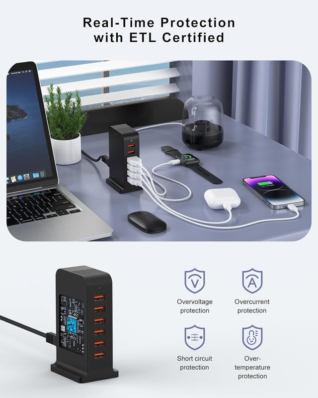 Detalle de Multi USB charger tower 50W, 6 ports