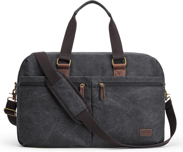 Detalle de S-ZONE borsone espandibile da viaggio 33–50L in canvas nero (weekender, nero)