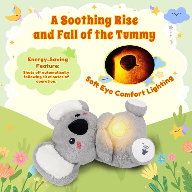 Detalle de BRICHOEE Breathing Stuffed Animal Koala with Moving Ears, Soothing Sound & Light