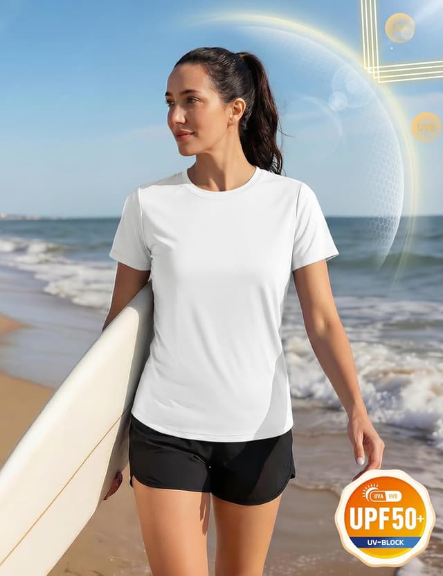 Detalle de TACVASEN Women’s Short Sleeve Workout Shirts with UPF 50+ Sun Protection
