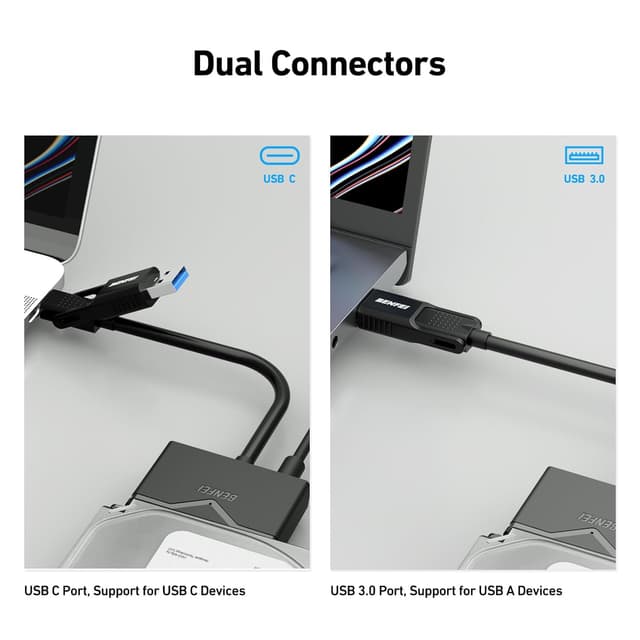 Detalle de BENFEI USB-3.0-SATA Adapter 2-in-1