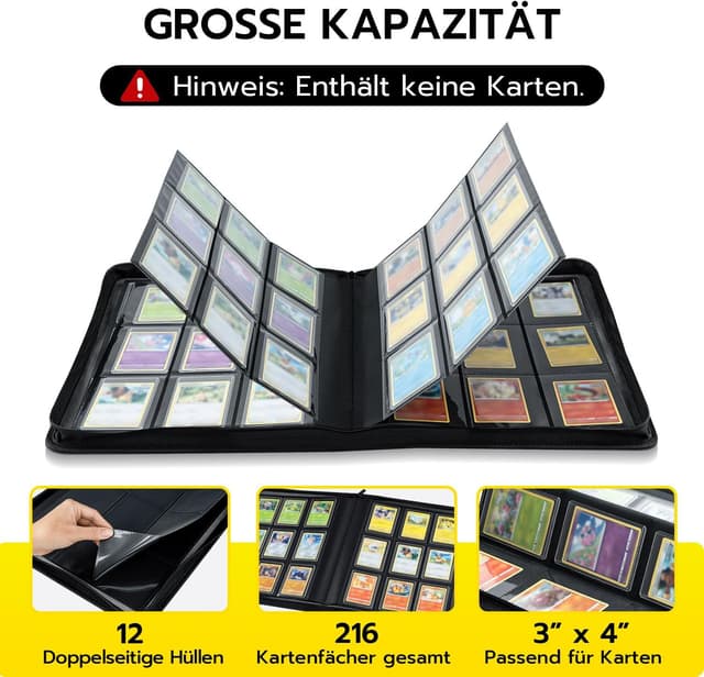 Detalle de Tolesum Toploader Album für 216 Karten (10 Toploader) – 9-Fächer Binder für 3x4 Zoll Rigid Toploaders, Denim-Design