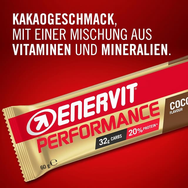 Detalle de Enervit Performance Bar Cocoa Energy-Riegel – Kakaogeschmack für lange Ausdaueraktivitäten, glutenfrei