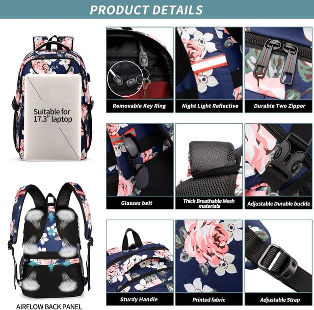 Thumbnail 4 de Großer Rucksack Damen mit USB und Laptopfach 50 L