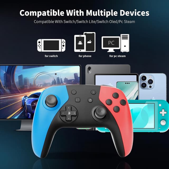 Detalle 2 de AceGamer 2pcs Wireless Controller for Switch (Hall Joystick, 6-axis Gyroscope, Turbo Burst)