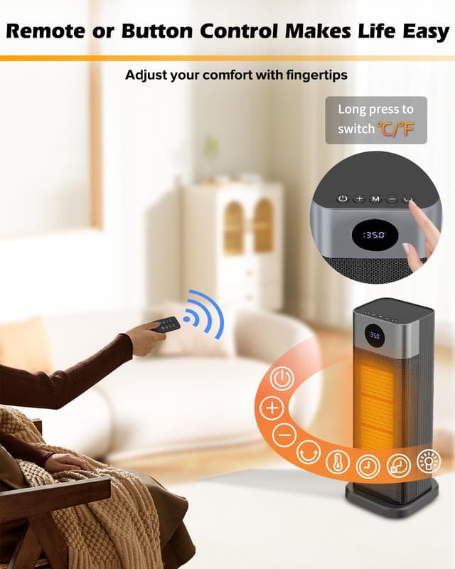 Detalle 1 de Sendowtek stufetta elettrica 2000W con telecomando