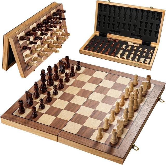 Imagen de Magnetic Chess Board Set 15" wooden folding ♟ en OfertitasTOP