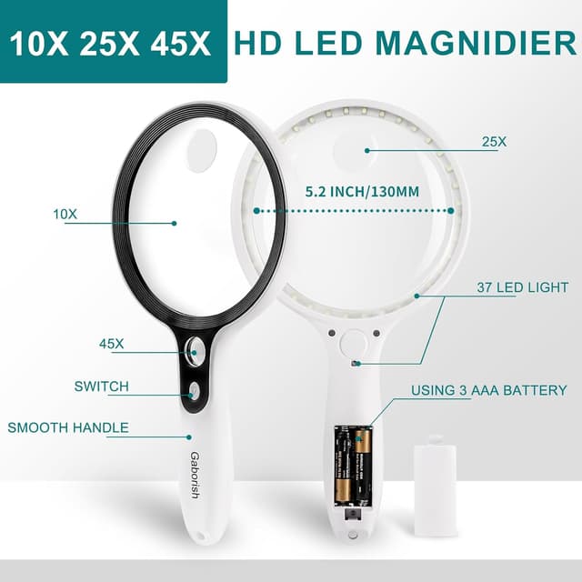 Thumbnail 3 de Large Magnifying Glass 5.2in 10X LED