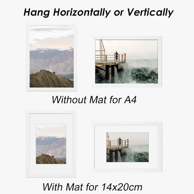 Detalle de RUN HELIX Bilderrahmen A4 Weiß (21×29,7 cm) mit bruchsicherem Acrylglas und Passepartout