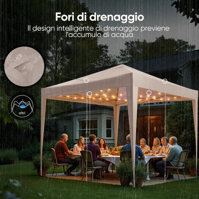 Detalle de Quictent Gazebo pieghevole portatile 3x3 m con borsa da trasporto, beige