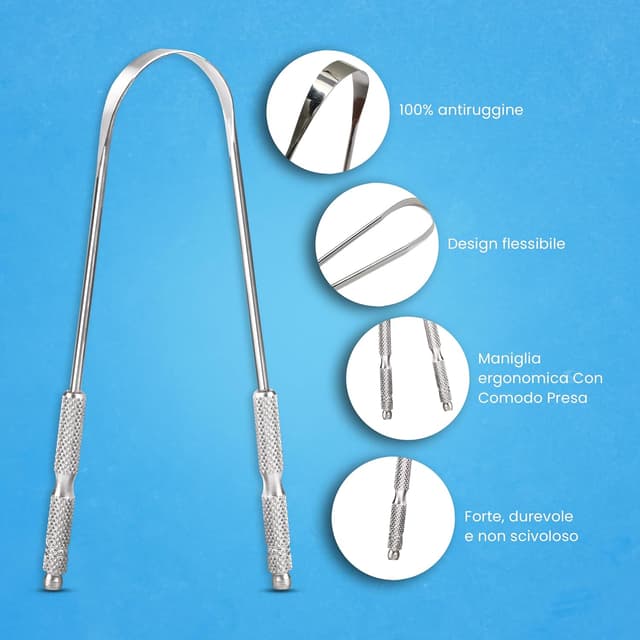 Detalle de HOKIN Raschietto Lingua in acciaio antimacchia: pulisci lingua per adulti (confezione da 2)