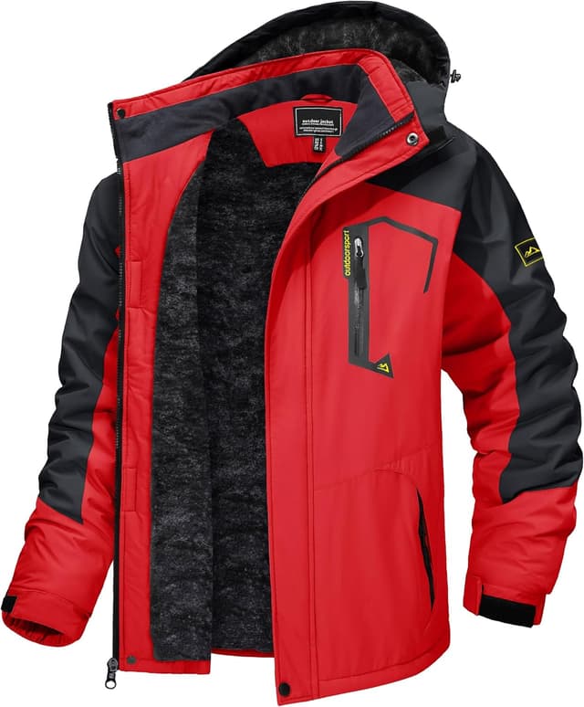 Detalle de TACVASEN Men’s Winter Skiing Jacket with Detachable Hood and Fleece Lining