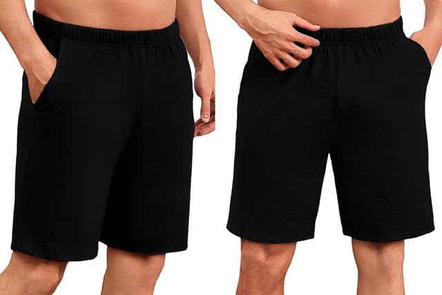 Detalle de Uniexcosm Herren Schlafanzughose kurz (Schlafshorts) aus Baumwoll-Mix mit Elasthan