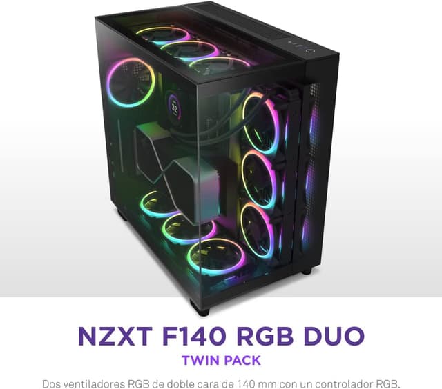 Detalle 2 de NZXT F140 RGB Duo - Ventiladores RGB 140 mm 🌈