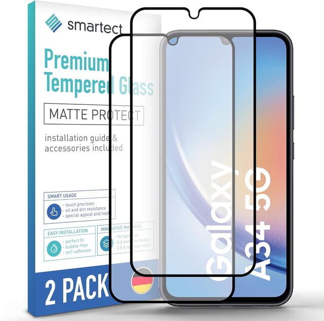 Detalle de smartect Verre Trempé (2 pièces) pour Samsung Galaxy A34 5G, plein écran mat anti-rayures