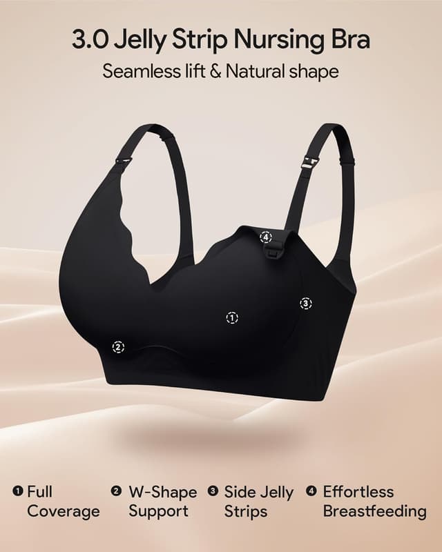 Detalle de HBselect Still-BH ohne Bügel für Schwangerschaft und Stillzeit – nahtlos mit Silikonstreifen & zusätzlicher BH-Verlängerung